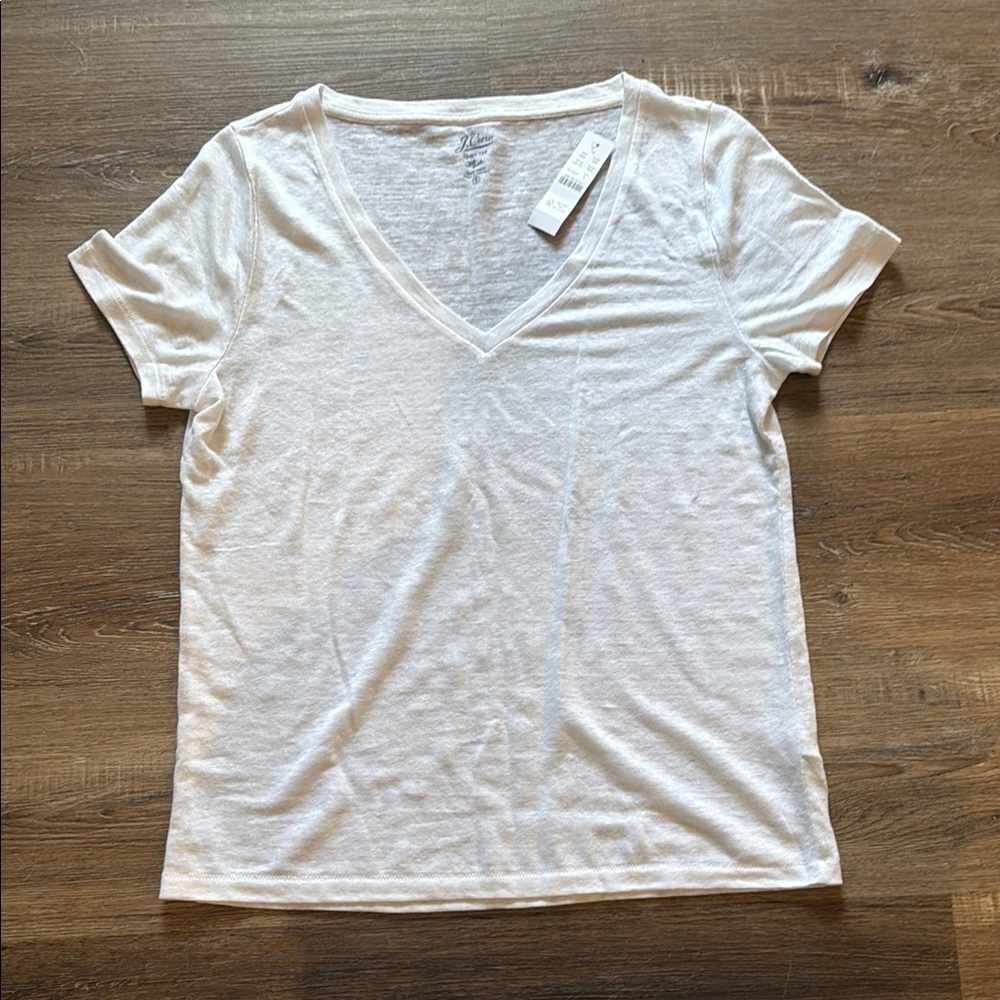 J. Crew white linen tee